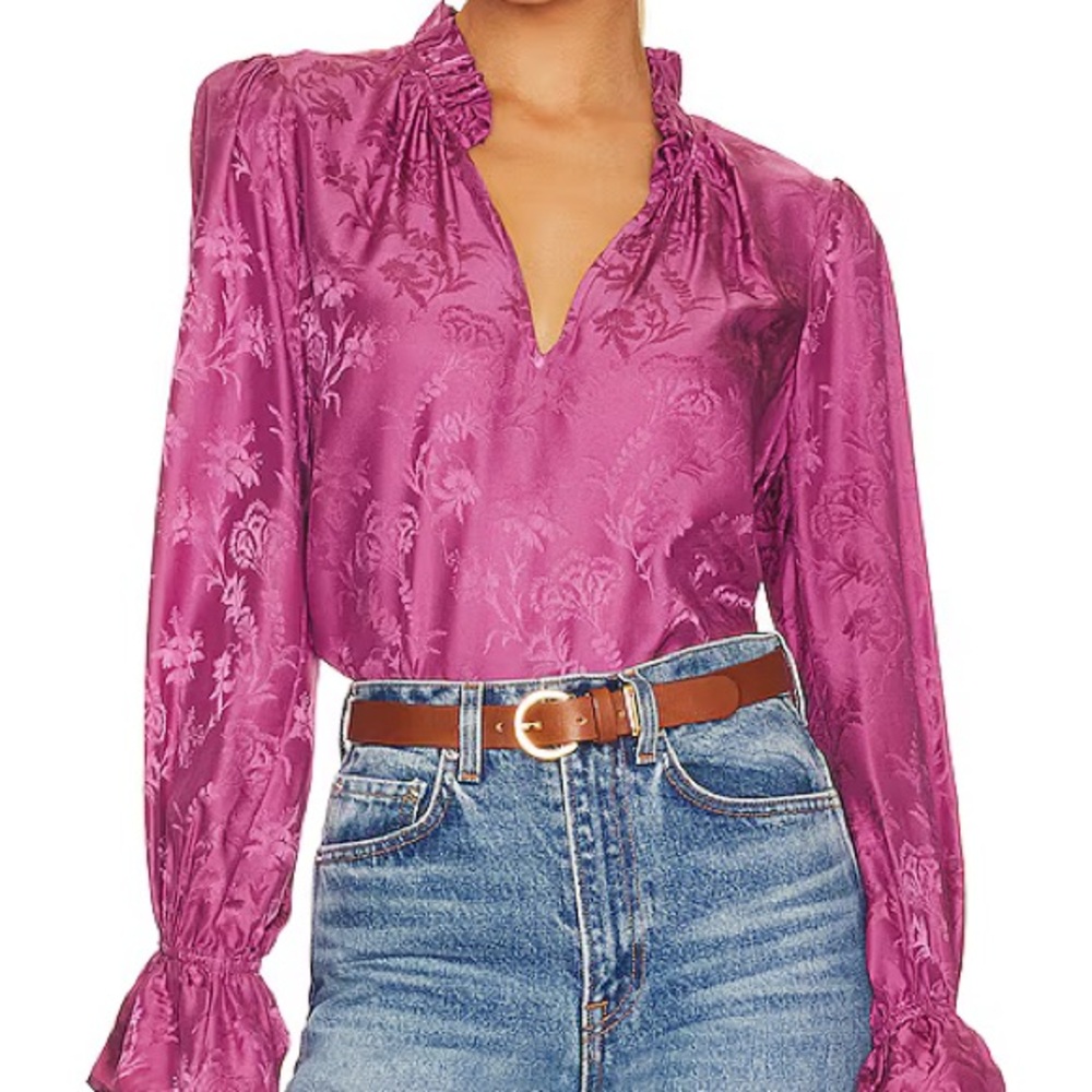 PAIGE Floral Silk Blouse in Rich Purple